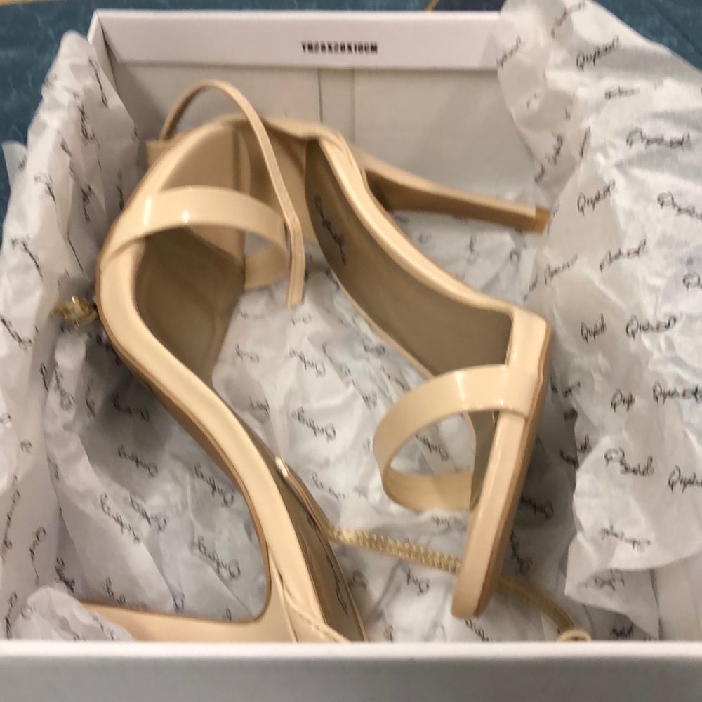 Brand new, never worn, in box nude patent heels